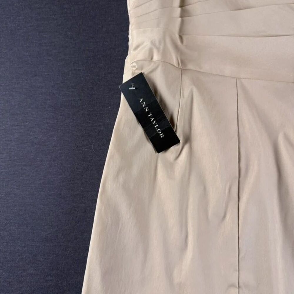 NWT Ann Taylor Petite Strapless Ruched Sheath Dress Beige 0P - Picture 12 of 16